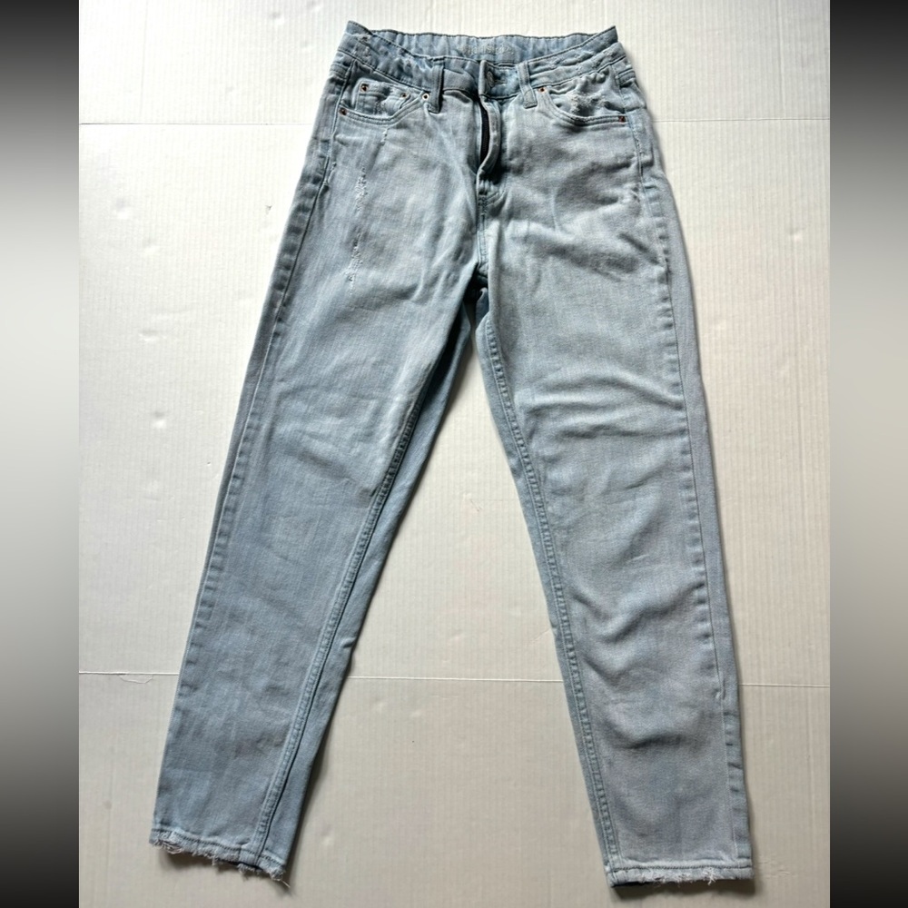Wild Fable High Rise Mom Jeans Light Blue Wash Stretch Tapered Leg Women’s 00